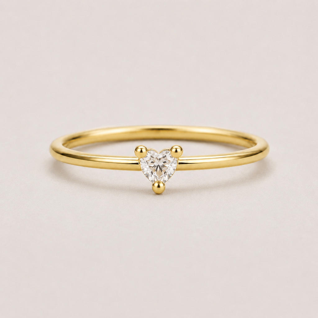 Dainty Heart Zircon Ring