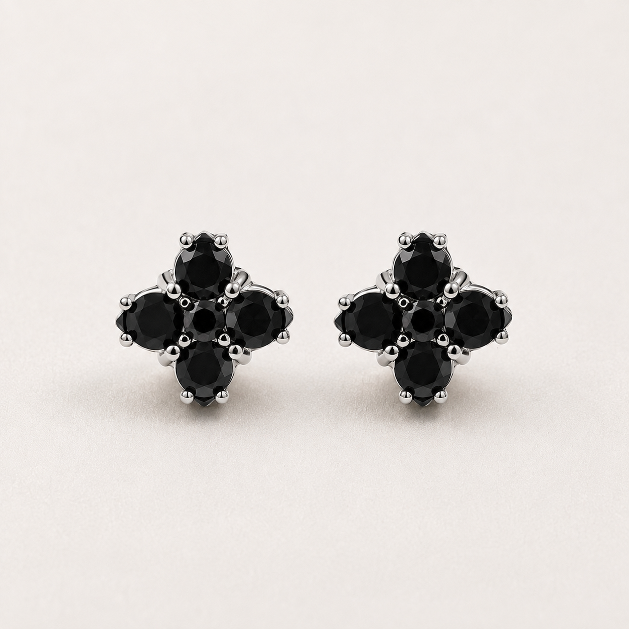 Black Flower Stud Earrings