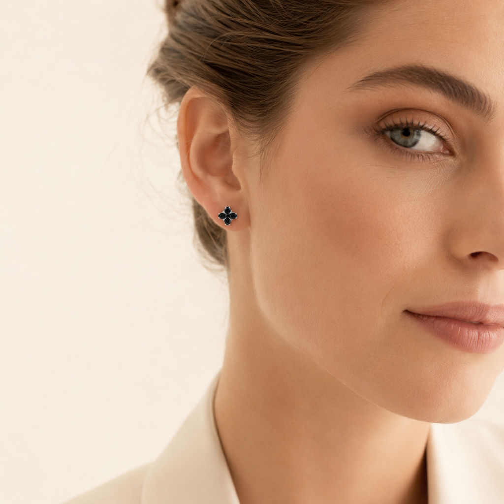 Black Flower Stud Earrings