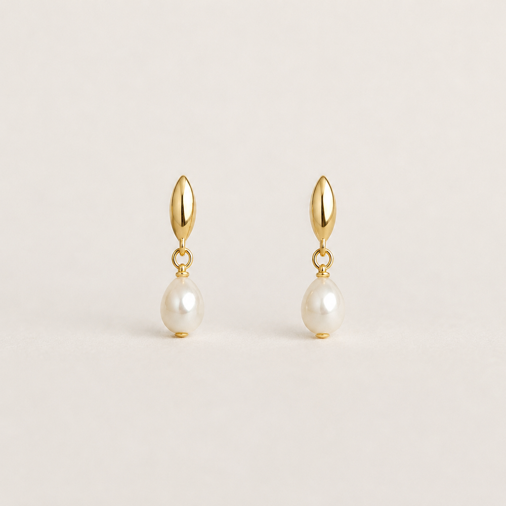 Pearl Drop Sterling Silver Stud Earrings