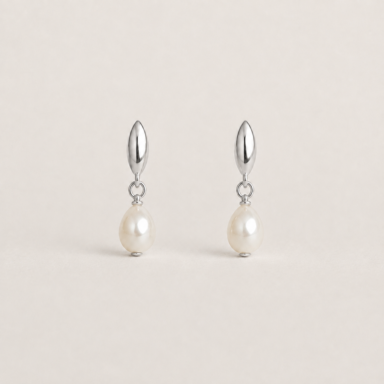 Pearl Drop Sterling Silver Stud Earrings