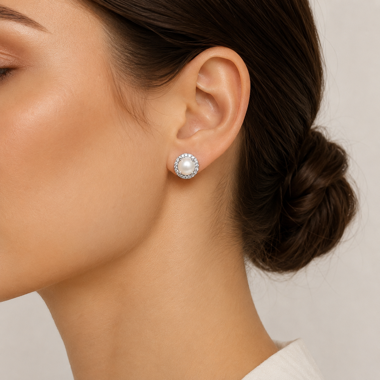 Pearl Halo Stud Earrings
