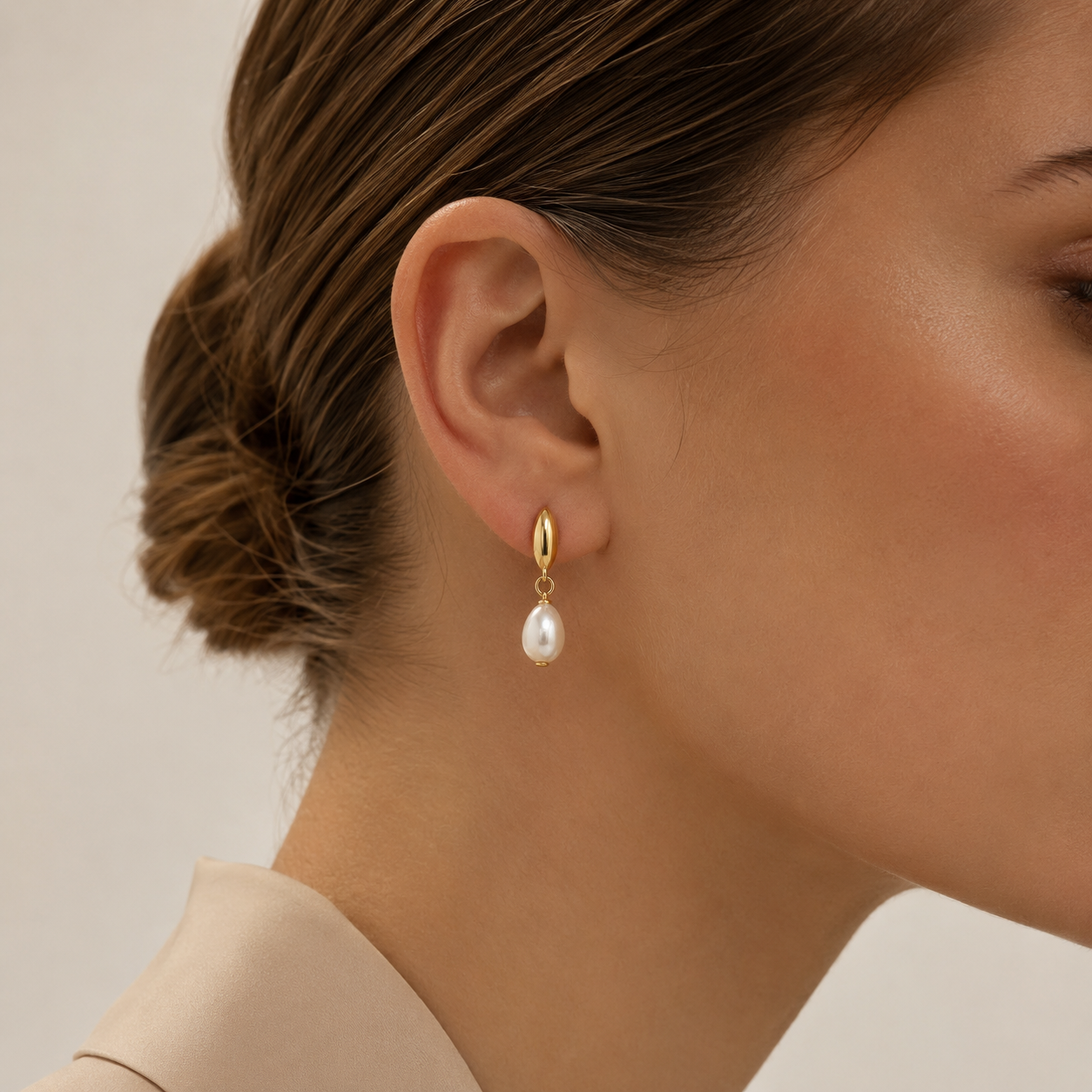 Pearl Drop Sterling Silver Stud Earrings