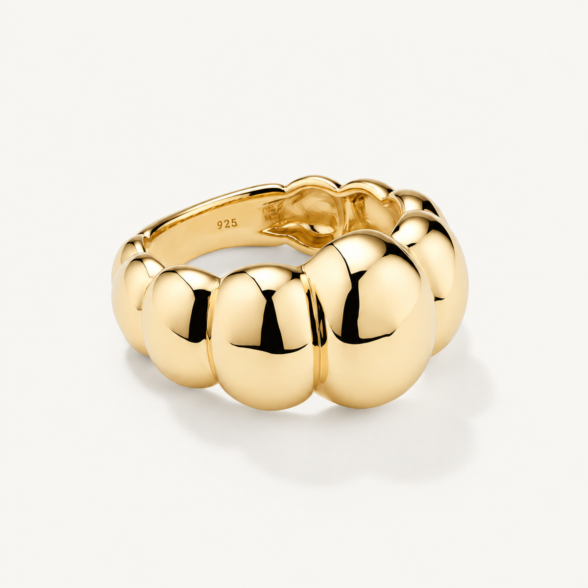 Sculpted Bubble Ring in 925 Sterling Silver – 18K Gold Plated Statement Ring