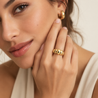 Sculpted Bubble Ring in 925 Sterling Silver – 18K Gold Plated Statement Ring