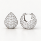 Pavé Teardrop Hoop Earrings in 925 Sterling Silver
