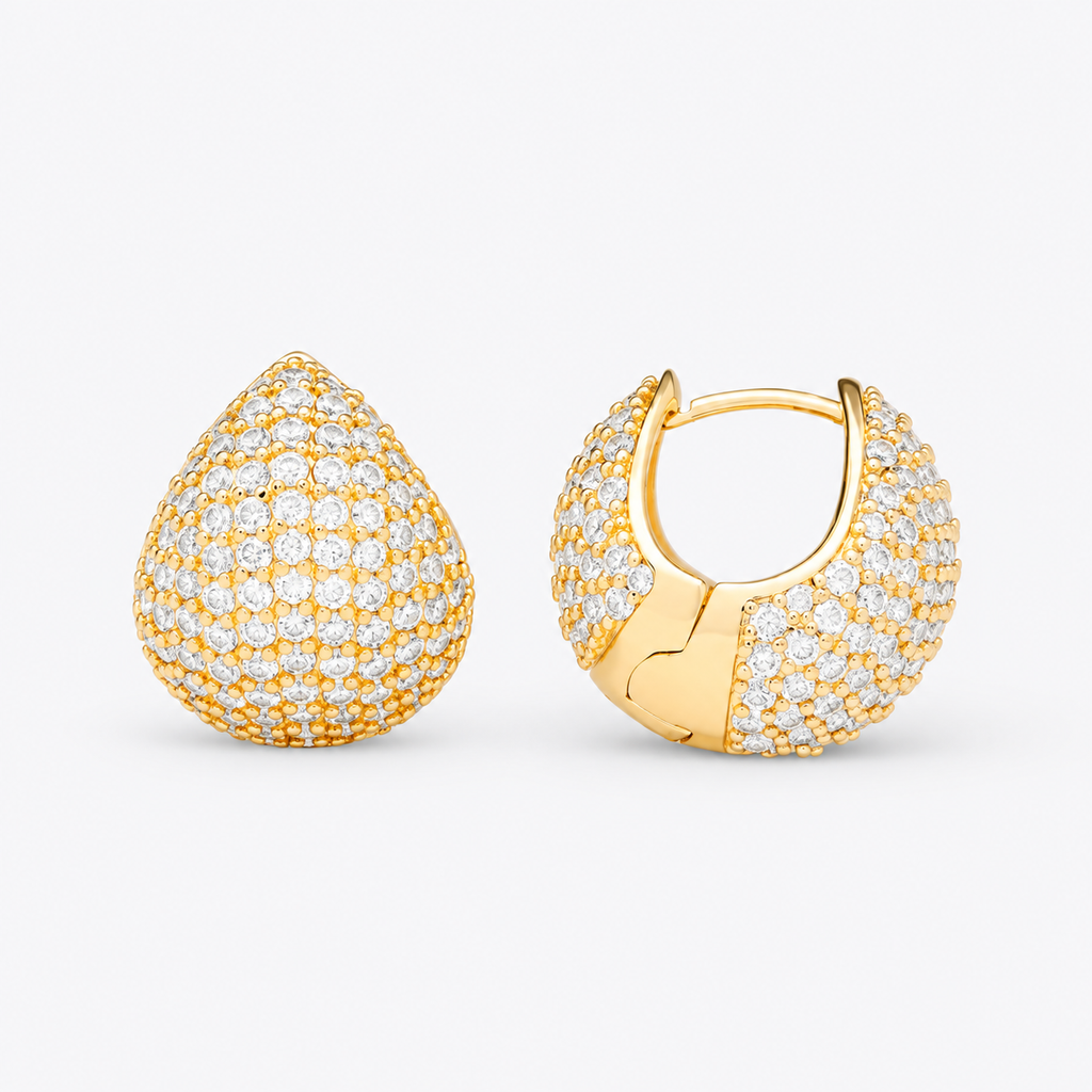 Pavé Teardrop Hoop Earrings in 925 Sterling Silver