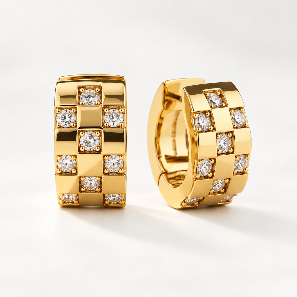 Sculpted Zircon Sterling Silver Hoop Earrings