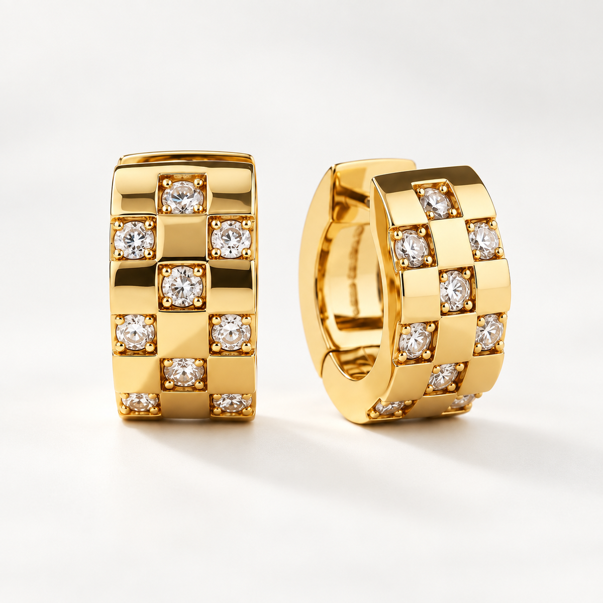 Sculpted Zircon Sterling Silver Hoop Earrings