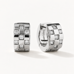 Sculpted Zircon Sterling Silver Hoop Earrings