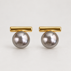 Gold Bar & Pearl-Effect Earrings