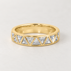 925 Sterling Silver Triangle Zirconia Band Ring – 18K Gold Plated