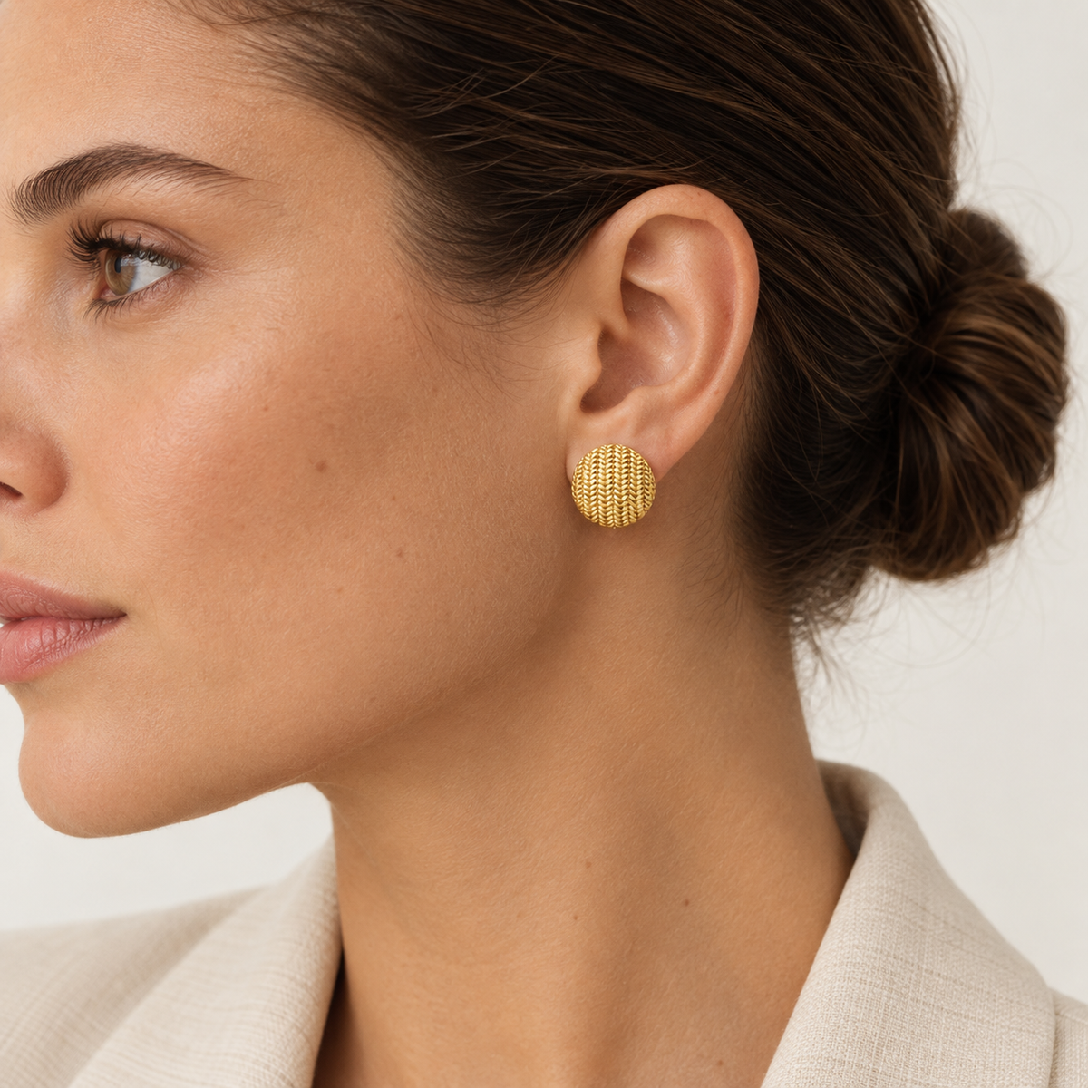 925 Sterling Silver Textured Round Stud Earrings
