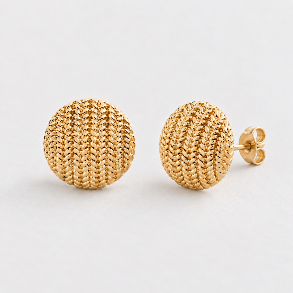 925 Sterling Silver Textured Round Stud Earrings