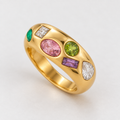Multicolor Zircon 18K Gold Plated Stainless Steel Ring
