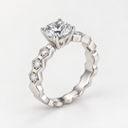 925 Sterling Silver Cubic Zirconia Vintage Ring – 7mm Geometric Statement Ring