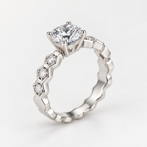 925 Sterling Silver Cubic Zirconia Vintage Ring – 7mm Geometric Statement Ring