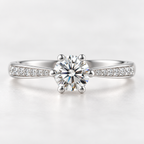 925 Sterling Silver Solitaire Ring with Round Zircon