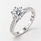 925 Sterling Silver Solitaire Ring with Round Zircon