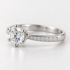 925 Sterling Silver Solitaire Ring with Round Zircon