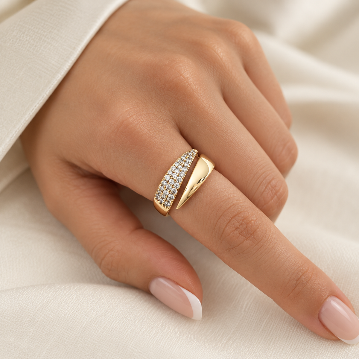 Gold Plated Geometric Layered Zircon Ring”