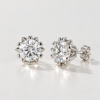 D Color VVS1 Moissanite Stud Earrings in 925 Sterling Silver