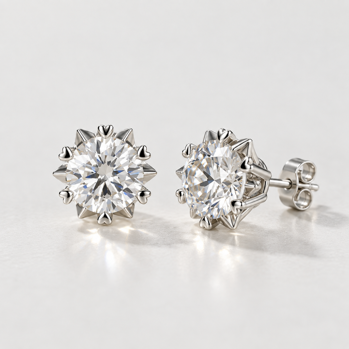 D Color VVS1 Moissanite Stud Earrings in 925 Sterling Silver