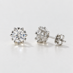 D Color VVS1 Moissanite Stud Earrings in 925 Sterling Silver