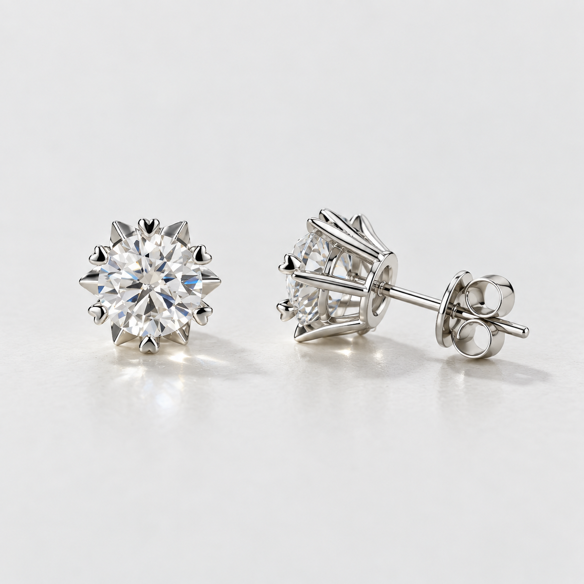D Color VVS1 Moissanite Stud Earrings in 925 Sterling Silver