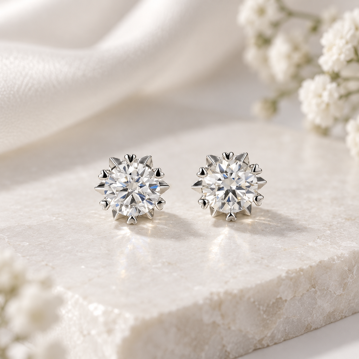 D Color VVS1 Moissanite Stud Earrings in 925 Sterling Silver