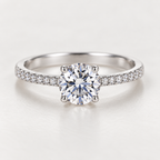 925 Sterling Silver Round Stone Pavé Ring for Women – Classic Elegant Jewelry