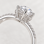 925 Sterling Silver Round Stone Pavé Ring for Women – Classic Elegant Jewelry
