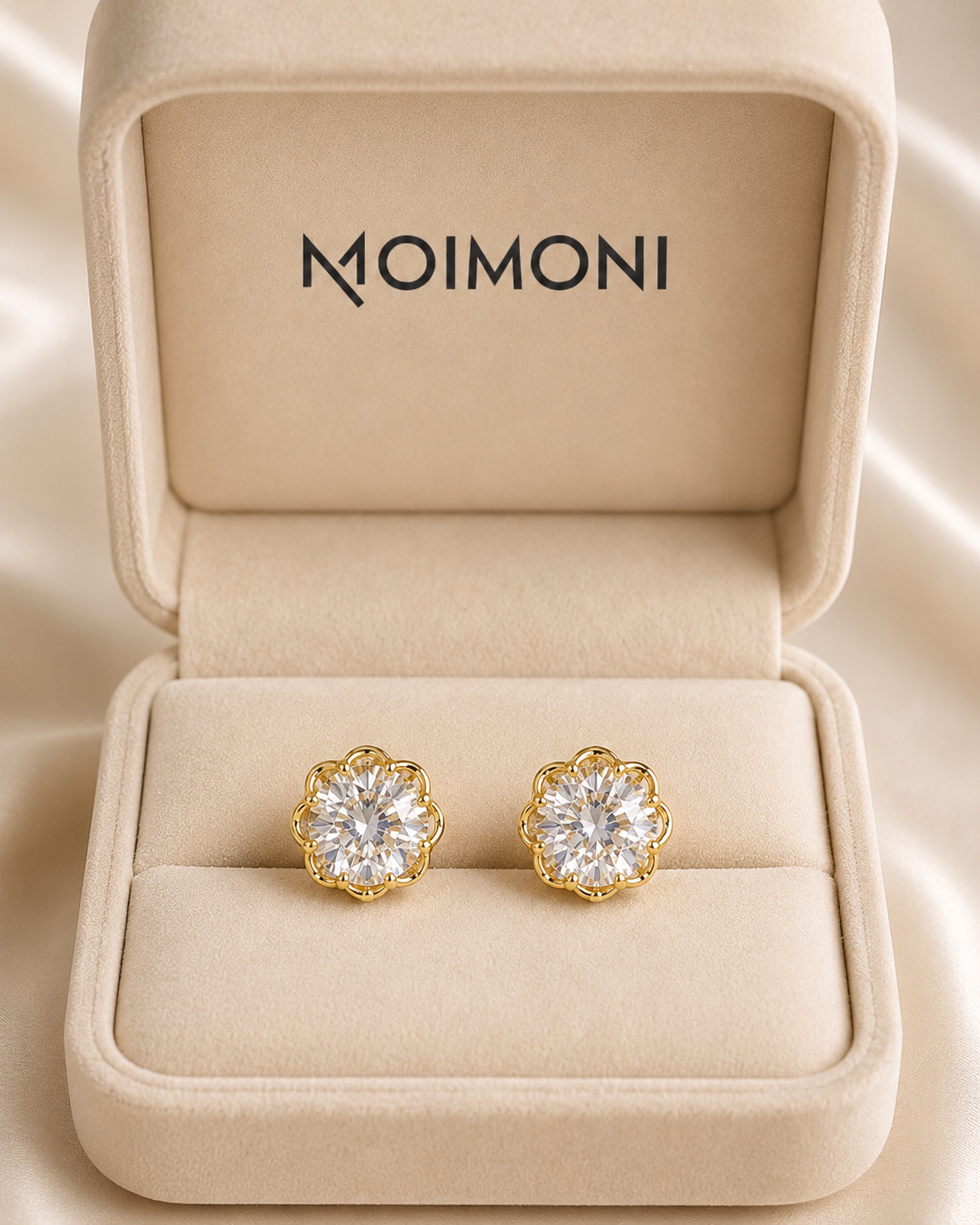 Florale Moissanite 14K Gold Filled Stud Earrings
