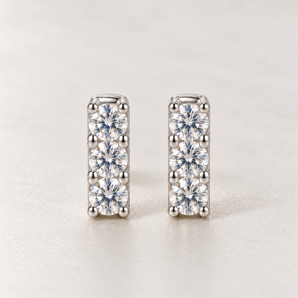 0.1CT Round Moissanite Stud Earrings – Silver Plated