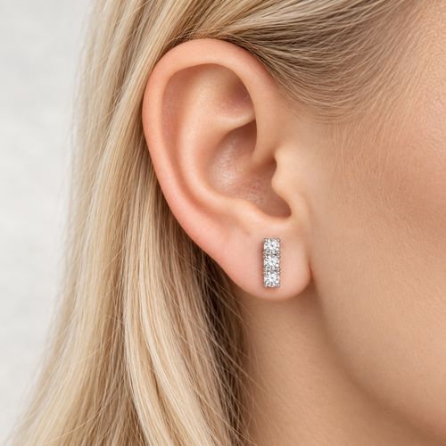 0.1CT Round Moissanite Stud Earrings – Silver Plated
