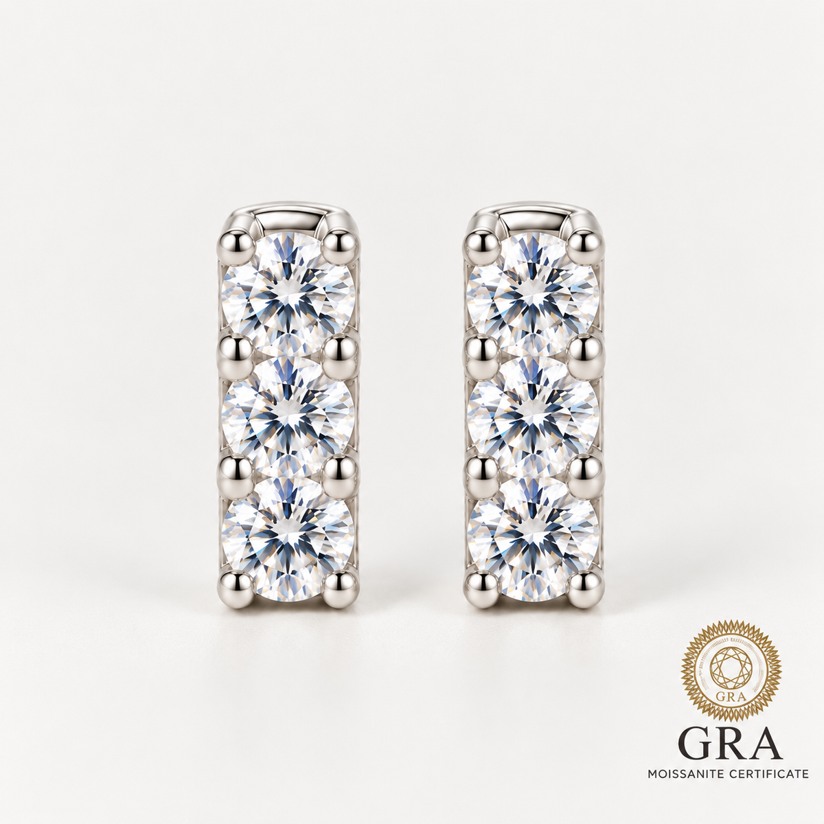 0.1CT Round Moissanite Stud Earrings – Silver Plated
