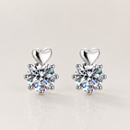 Heart Moissanite Stud Earrings in 925 Sterling Silver