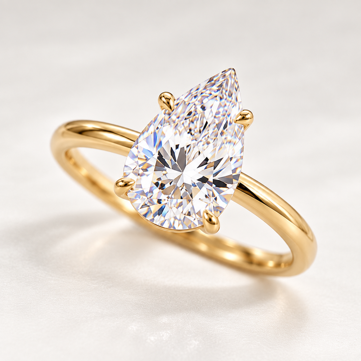 1CT Pear Shaped Moissanite Engagement Ring for Women – GRA Certified
