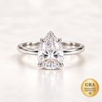 1CT Pear Shaped Moissanite Engagement Ring for Women – GRA Certified