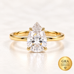1CT Pear Shaped Moissanite Engagement Ring for Women – GRA Certified
