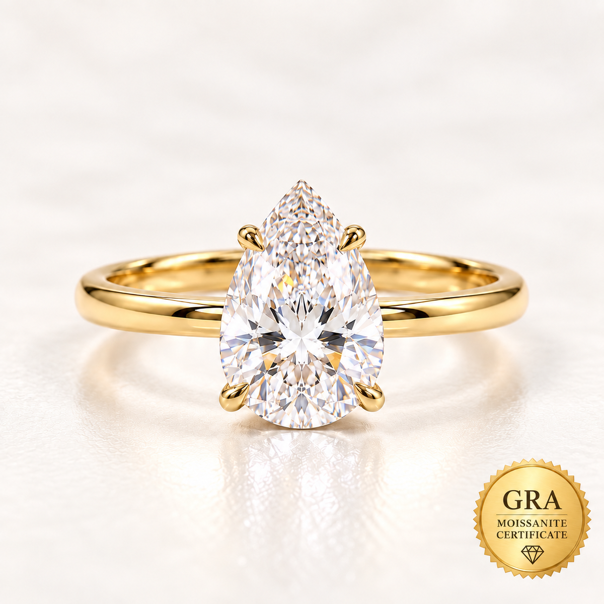 1CT Pear Shaped Moissanite Engagement Ring for Women – GRA Certified