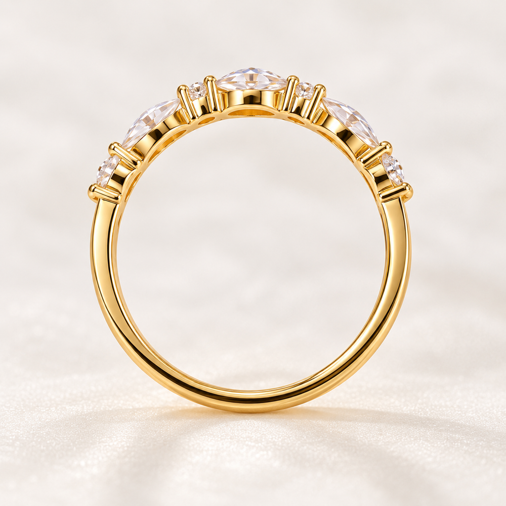 Moissanite Marquise & Round Ring for Women – Elegant Classic Jewelry