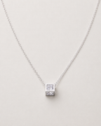 925 Sterling Silver Square Zircon Pendant Necklace