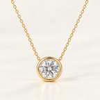 1ct Round Moissanite Pendant Necklace for Women – D Color VVS1 GRA Certified.