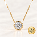 1ct Round Moissanite Pendant Necklace for Women – D Color VVS1 GRA Certified.