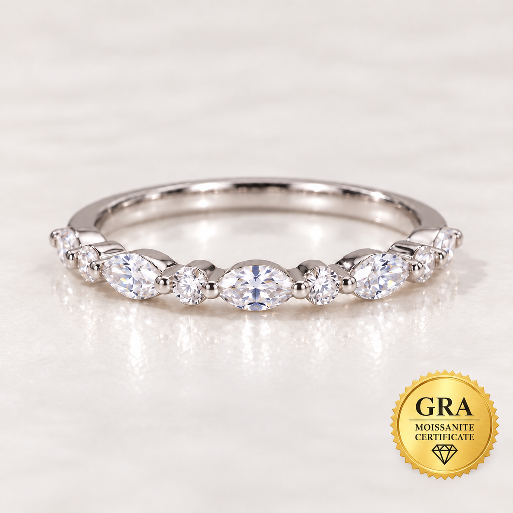 Moissanite Marquise & Round Ring for Women – Elegant Classic Jewelry