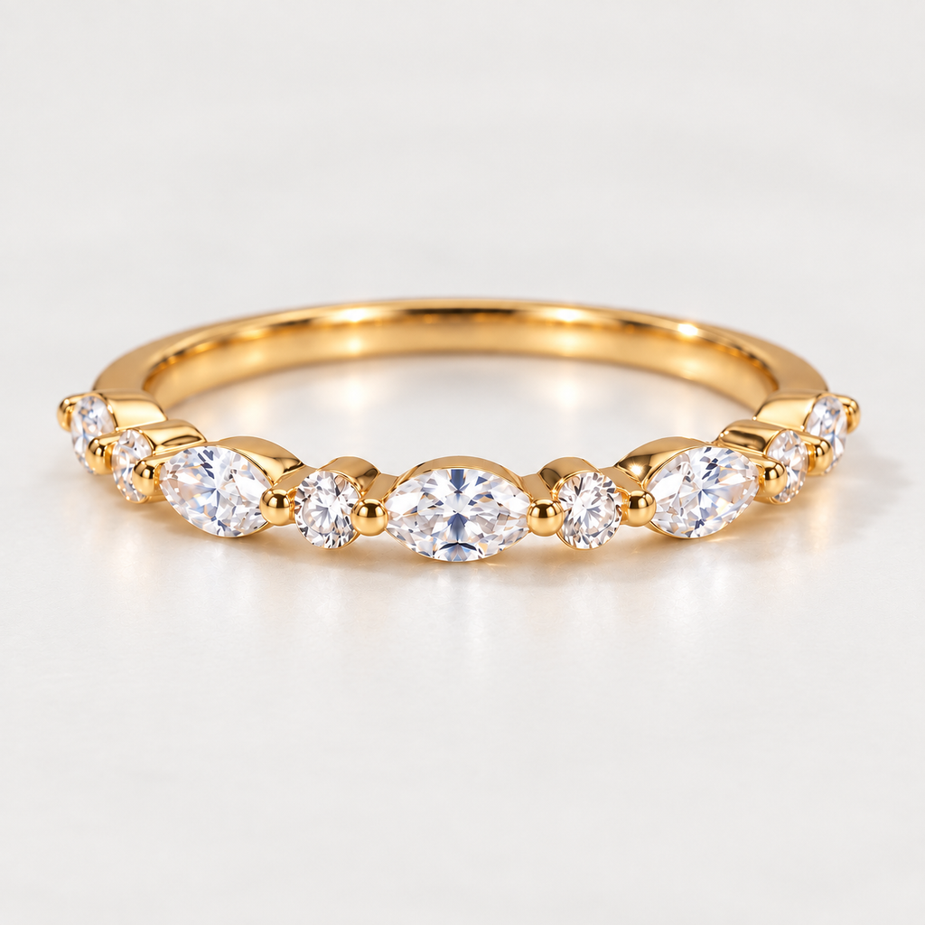 Moissanite Marquise & Round Ring for Women – Elegant Classic Jewelry