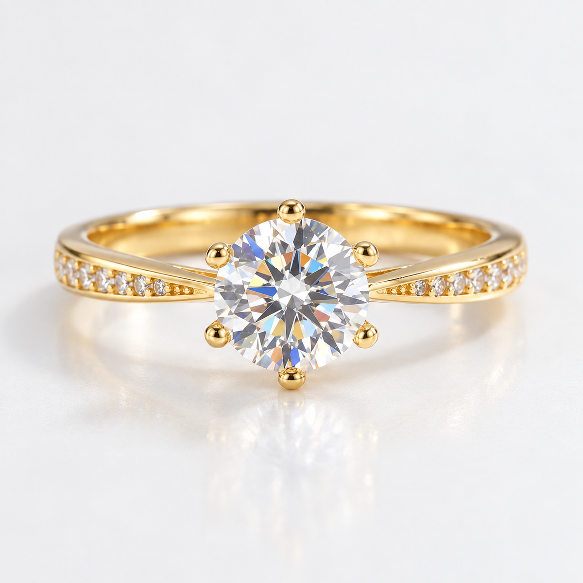1CT Round Moissanite Solitaire Ring – D Color VVS1