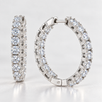 Round Moissanite Hoop Earrings – Platinum Plated