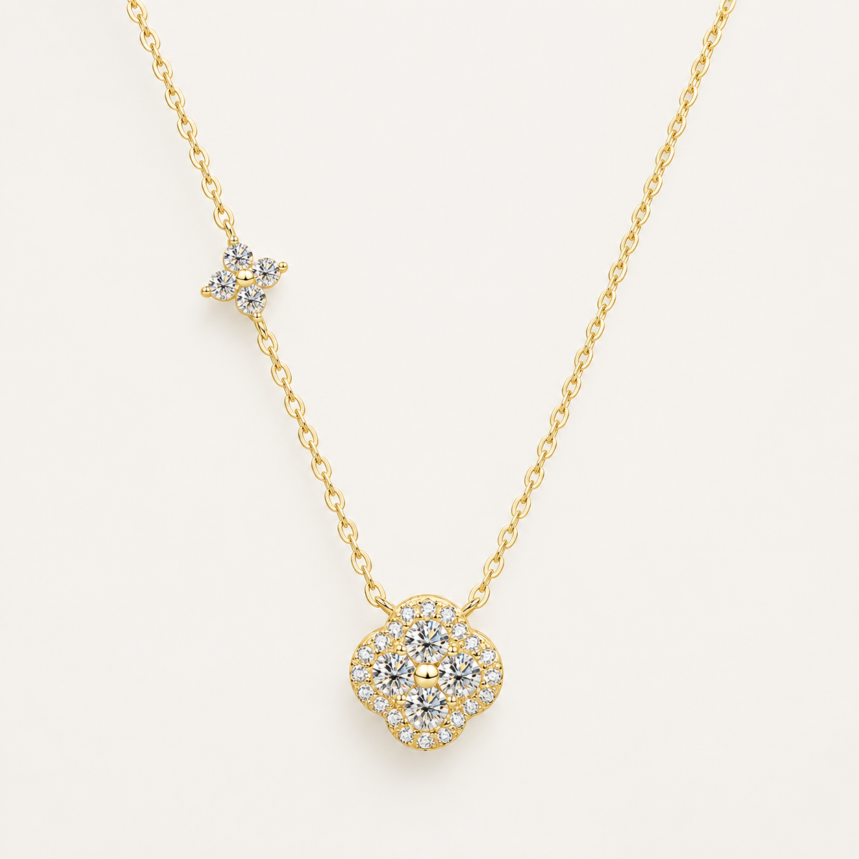 14K Gold Filled Moissanite Clover Stud Earrings